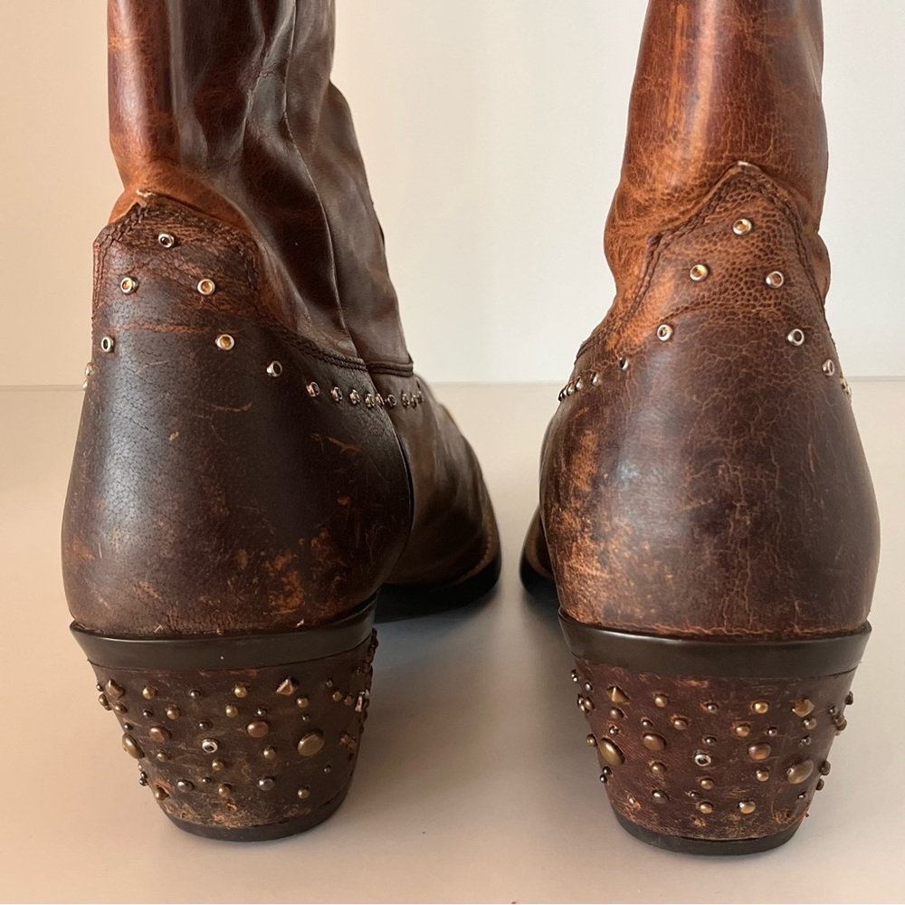 Ariat Rhinestone Cowgirl Sassy Studded Brown Leather Western Boots 10B 10006850 - Picture 7 of 15